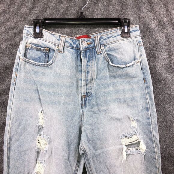 Signature 8 Jeans Woman's Size 28 Denim Distressed Mom High Rise Button Fly Cuff - Picture 4 of 11